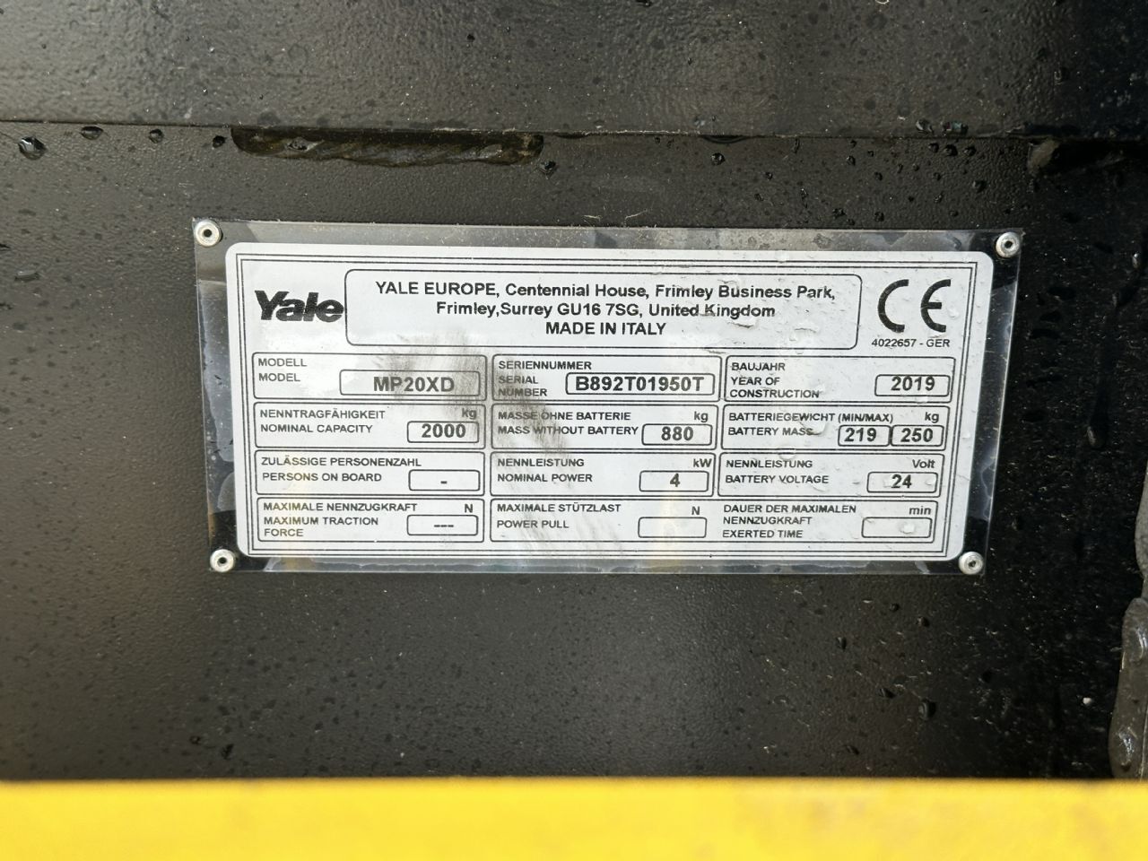 Yale MP20XD Niederhubwagen – Nr. G007702 – Bild 2