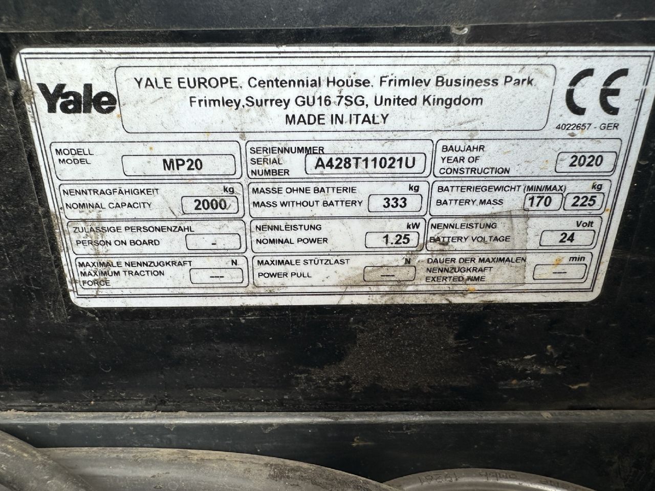 Yale MP20 Niederhubwagen – Nr. G008714 – Bild 3